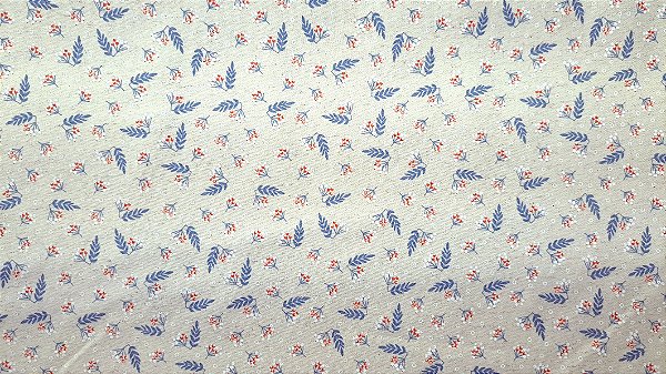 Raminhos de Frutas Vermelhas . Linho+Algodão (50x150cm)