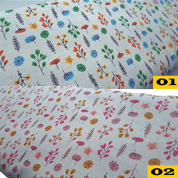 Dente de Leão. Floral - Linho Misto - 50x150cm