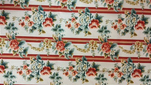 Flor Listrada Verm NT4132. Tricoline Digital 100% Alg.Fab (49x75cm)