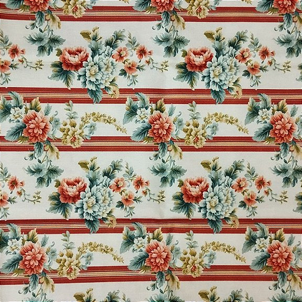 Flor Listrada Verm NT4132. Tricoline Digital 100% Alg.Fab (49x75cm)