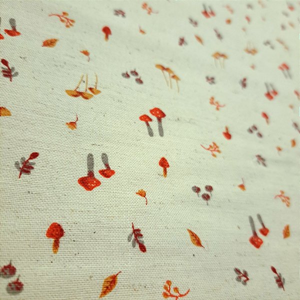 Cogumelos Vermelhos. Linho+Alg. Ibi.(50x150cm)