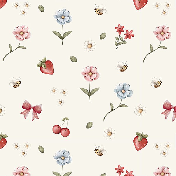 Coleção Frutas- Jardim. Tec.Digital 100% Algodão 50x150cm