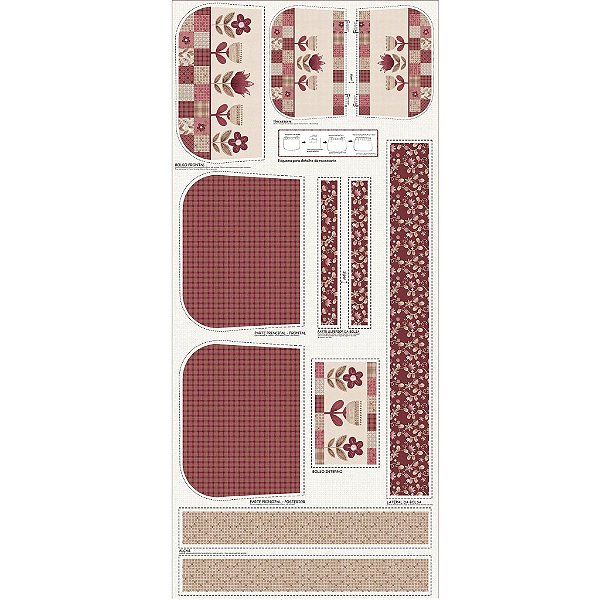 Coleção Merlot. Bolsa. Fux. Painel Faça Você Mesmo - 02pç