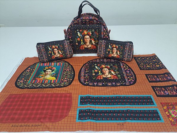 Necessaires Lora Painel em Sarja 100%Alg. Painel Faça Você Mesmo- 1Frasq.+2Nec.