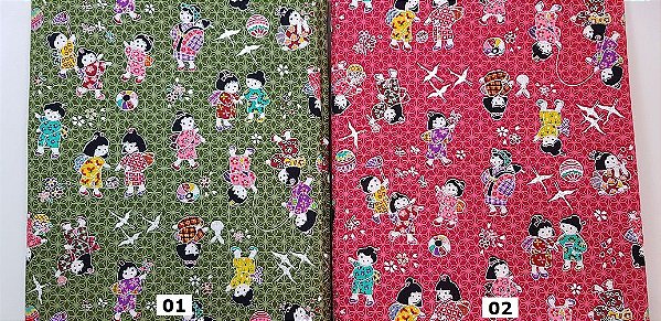 "Gueixinha" Prateada. Tecido100% Algodão Japonês (50x55cm)