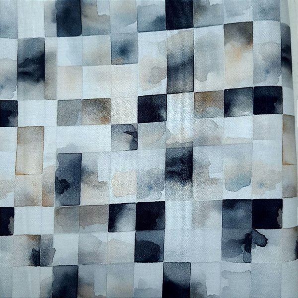 Dusty Quadrados. Tec.Tricoline Digital 100%Alg.(50x150)