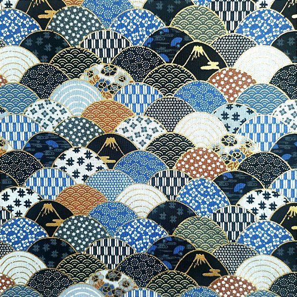 Fuji Waves.100% Alg.Japon.Douradinho (55x55cm)