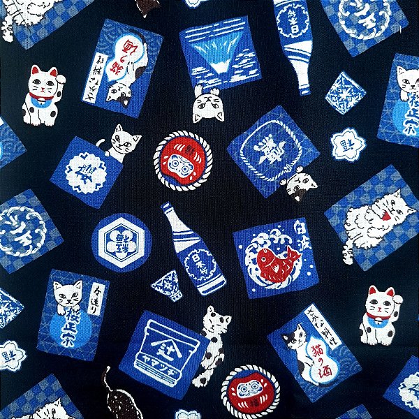 NekoDaruma. 100% Tricoline Alg.Japonês. (49x55cm)