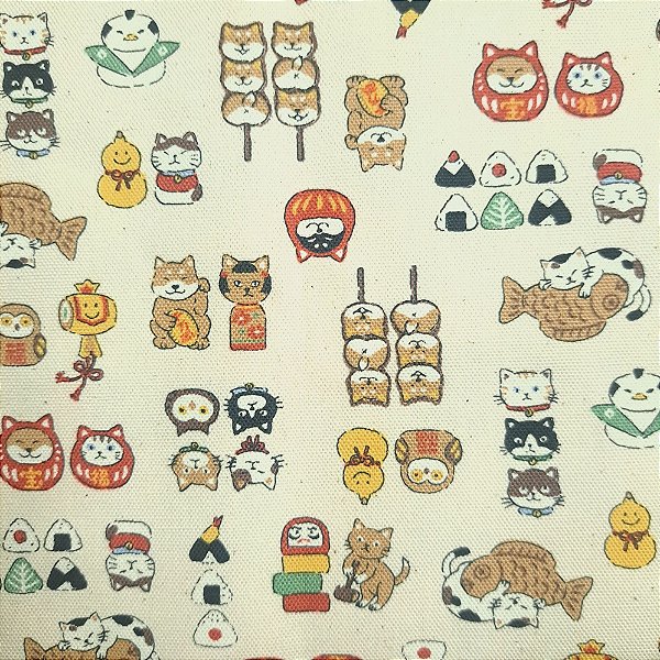 Cat Fish. Tricoline Encorpado 100% Algodão Japonês(49x55cm)