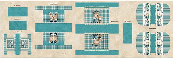 Necessaire Valentina- 4pç - Painel Faça Você Mesmo. Tecido Digital 100%Algodão Fabricart