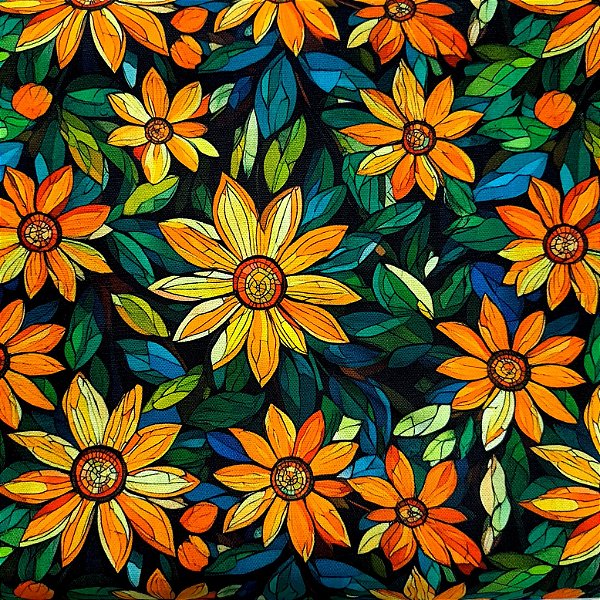 Flor Amarela. Tecido Digital Fabricart 100% Algodão - 50x150cm