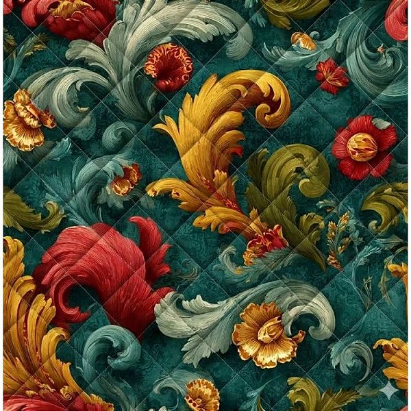 Flor Arabesco. Tecido Matelassado Fab. 50x140.