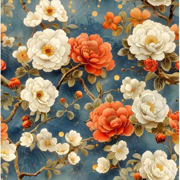 Flor do Oriente. Tecido Matelassado Fab. 50x140.
