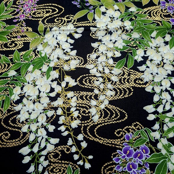 Fuji Flower. Tricoline Douradinho 100% Algodão Japonês(49x110cm)