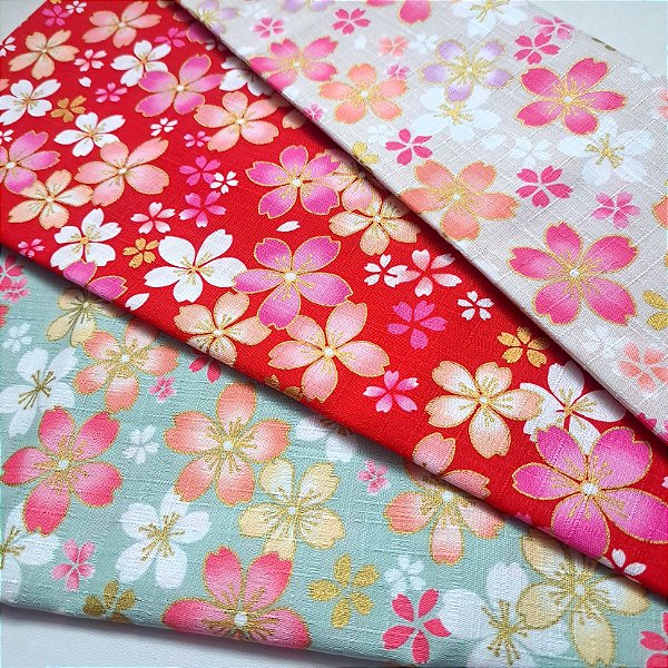 Sakura Me. Douradinho 100% Algodão Japonês(49x110cm)