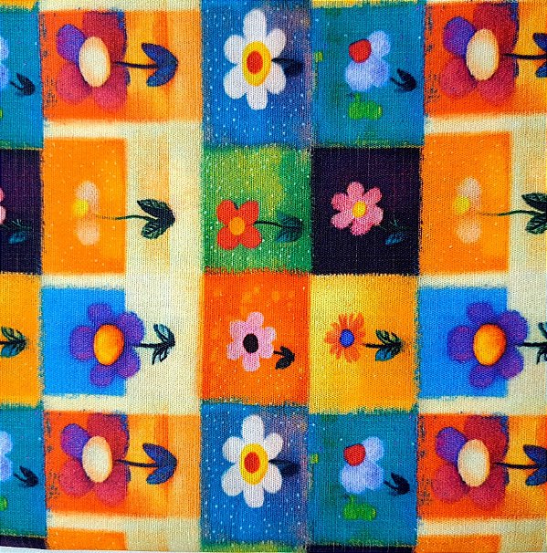 Flor Colorida. Tecido Digital Fuxicos 100% Algodão - 50x150cm