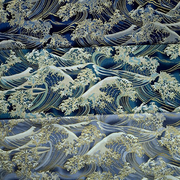 Big Waves. Douradinho 100% Algodão Encorpado Japonês(49x110cm)