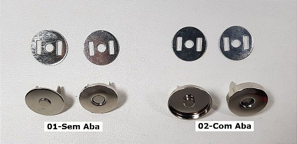 Botão Magnético Com/Sem Aba Lateral. Tam.18mm com 02 unid.