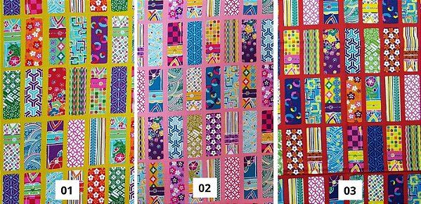 Colorful Squares. Tecido Japonês. TI034- 50cm x 55cm
