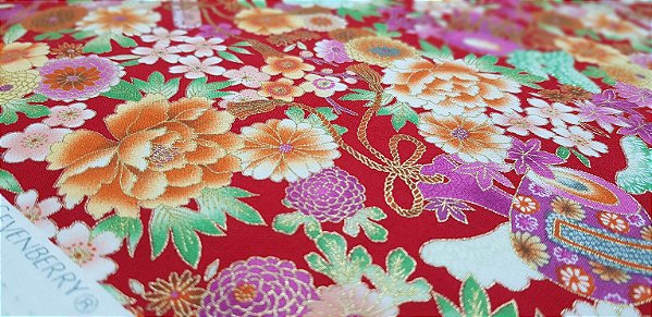 Flowers. Tec. Douradinho Japonês. TI050 (49x55cm)