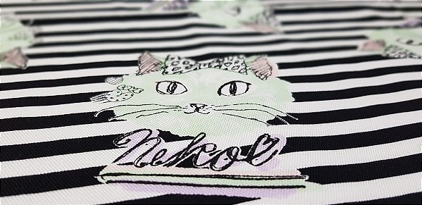 Neko in Love. Linho+Algodão Japonês. JV00006 (50x55cm)