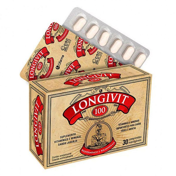 LONGIVIT 100 SEM ACUCAR 30CPR MASTIGAVEIS - CIFARMA