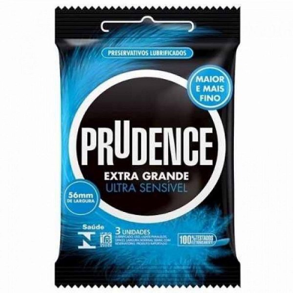 PRESERVATIVO PRUDENCE EXTRA GRANDE ULTRA SENSIVEL C/3UNID
