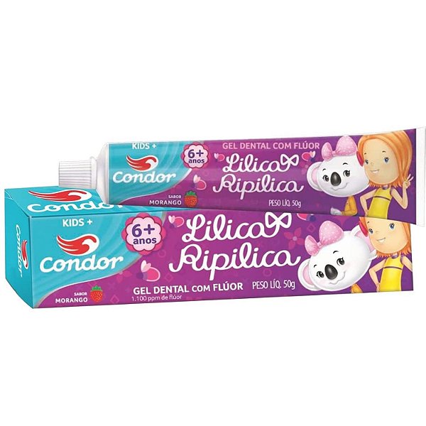 GEL DENTAL COM FLUOR LILLICA RIPILICA 50G SABOR MORANGO