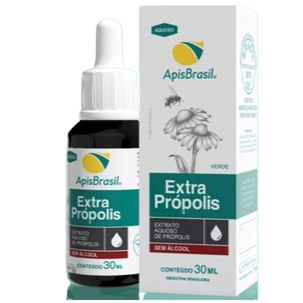 EXTRATO DE PROPOLIS VERDE 11% AQUOSO   SEM ALCOOL 30ML - APIS BRASIL