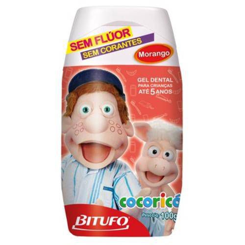 GEL DENTAL BITUFO COCORICO SEM FLUOR MORANGO 90G