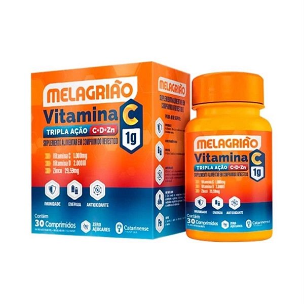 MELAGRIAO VITAMINA C+D+ZN 30CPR ZERO ACUCAR