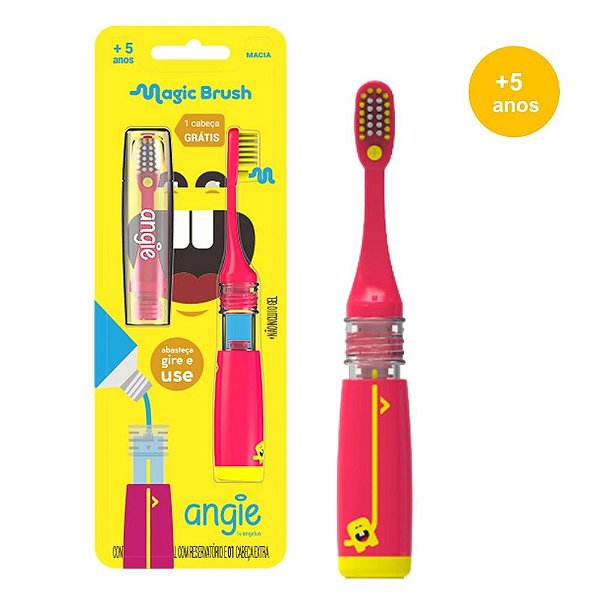 ESCOVA DENTAL MAGIC BRUSH MACIA  ANGIE  +5 ANOS VERMELHA