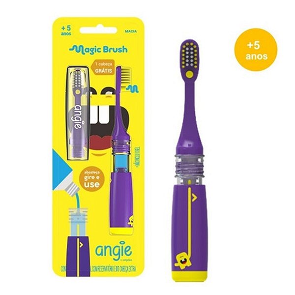 ESCOVA DENTAL MAGIC BRUSH MACIA  ANGIE +5 ANOS ROXA