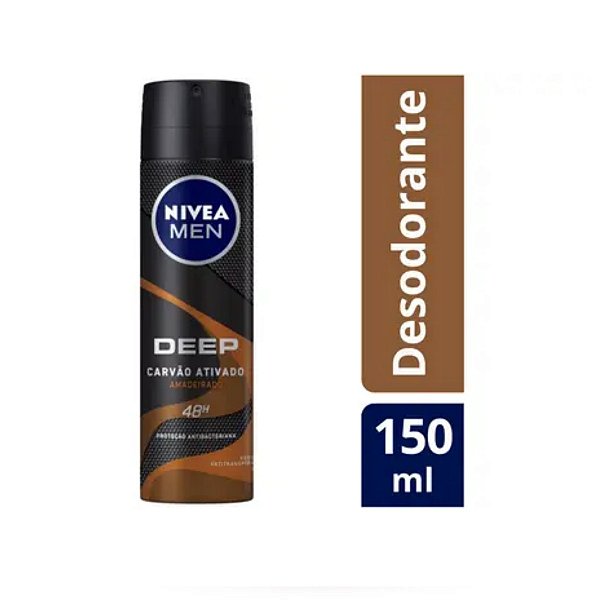 DESODORANTE NIVEA AEROSOL 150ML MEN DEEP CARVAO ATIVADO