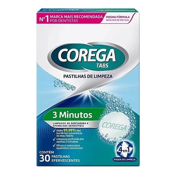COREGA TABS LIMPEZA 3 MINUTOS 30 PASTILHAS