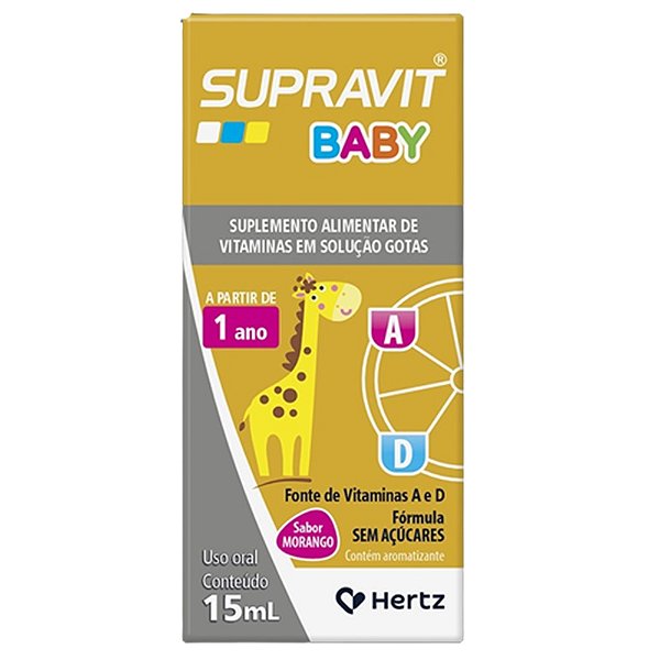 SUPRAVIT BABY A e D GOTAS 15ML SABOR MORANGO HERTZ