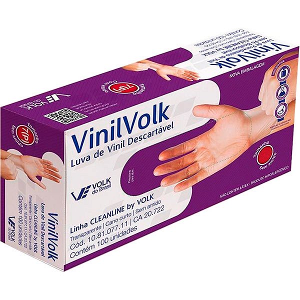 LUVA VINIL VOLK G COM PO 100UN