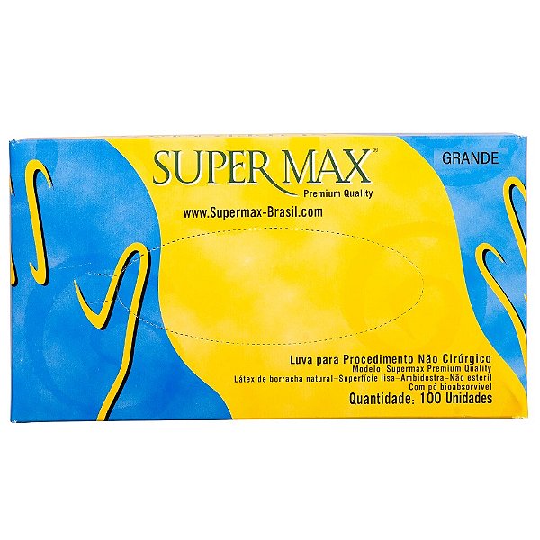 LUVA DESCARTAVEL LATEX G COM PÓ 100UN SUPERMAX
