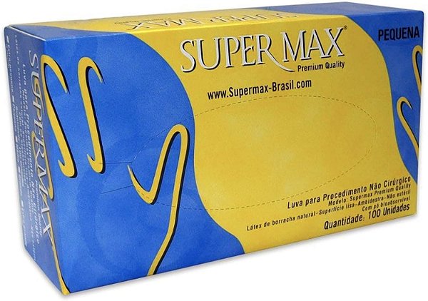 LUVA DESCARTAVEL LATEX P COM PÓ 100UN SUPERMAX