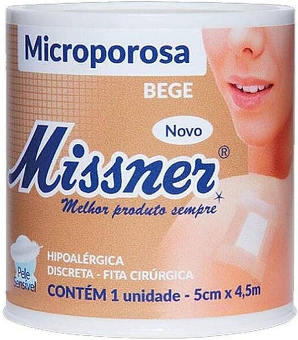 FITA MICROPOROSA MISSNER 5CM X 4,5 METROS BEGE