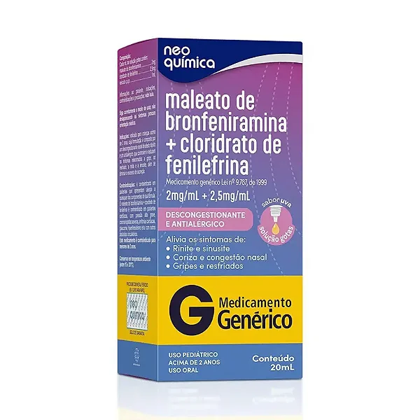 BRONFENIRAMINA + FENILEFRINA GOTAS 20ML NEO QUIMICA