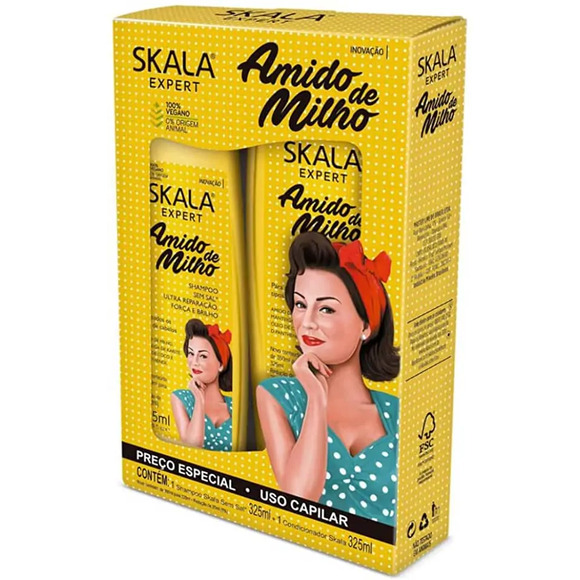 KIT SHAMPOO + CONDICIONADOR SKALA AMIDO DE MILHO 325ML CADA