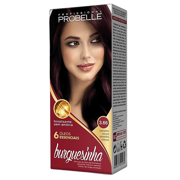 TINTURA PROBELLE BURGUESINHA 3.66 CASTANHO ESC VERM INTENSO