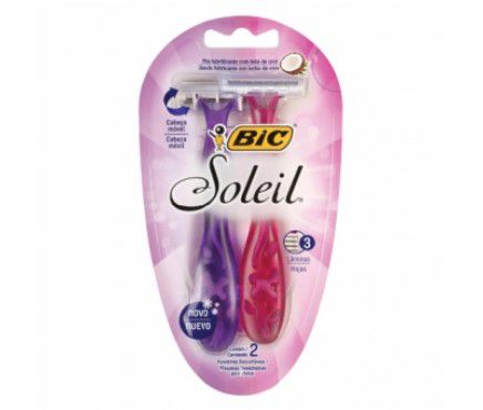 APARELHO BARBEAR BIC SOLEIL COM 2 UNIDADES ROSA E ROXO