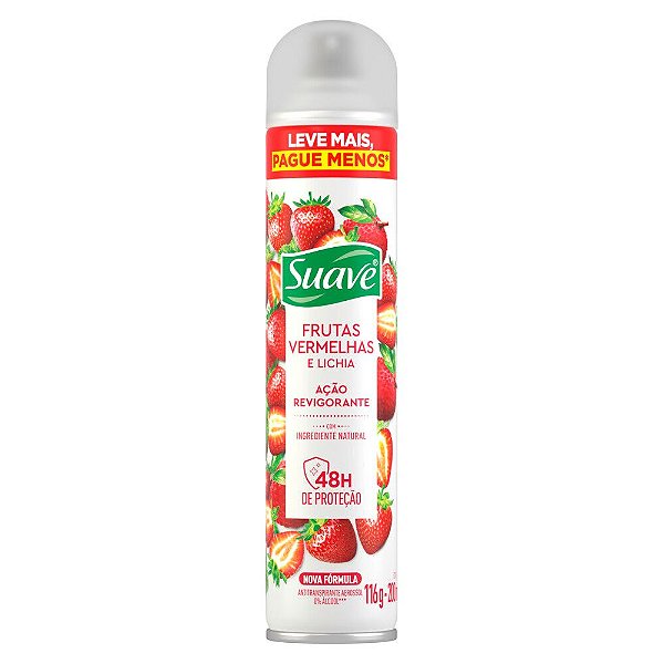 DESODORANTE SUAVE AEROSSOL 200ML FRUTAS VERMELHAS LEVE MAIS PAGUE MENOS