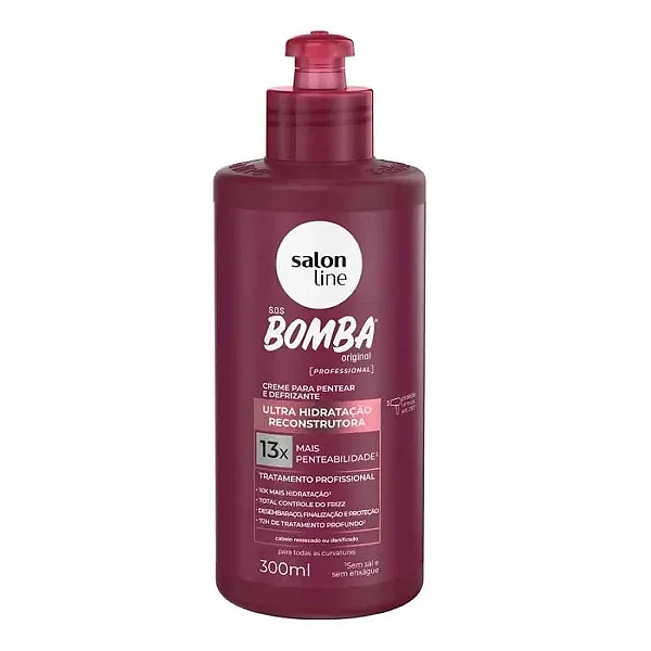 SALON LINE CREME P/ PENTEAR  S.O.S BOMBA   ULTRA RECONSTRUTORA 300ML
