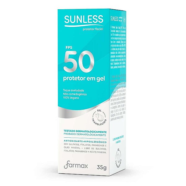 Protetor Solar Facial Sunless Gel Translúcido Fps 50 35g