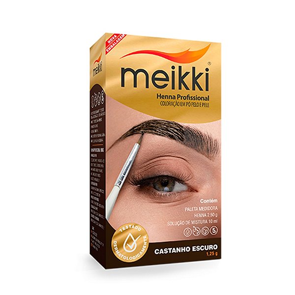 MEIKKI HENNA PARA SOBRANCELHAS CASTANHO ESCURO 1,25G