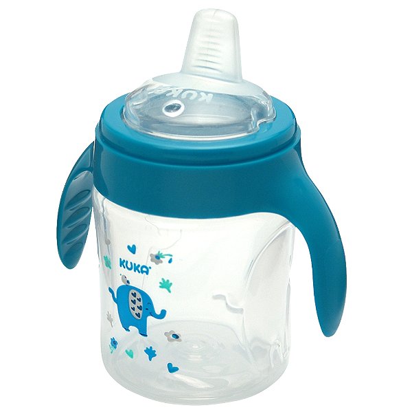 CANECA TREINAMENTO DECORADA FUN AZUL SILICONE 200ML REF:6181