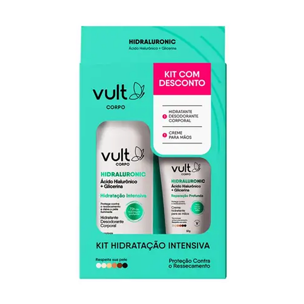 KIT VULT LOÇÃO HIDRATANTE CORPORAL 200ML + CREME P/ MÃOS 50G ÁCIDO HIALURONICO   + GLICERINA